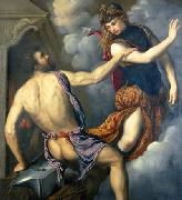 Paris Bordone Athena Scorning the Advances of Hephaestus oil on canvas